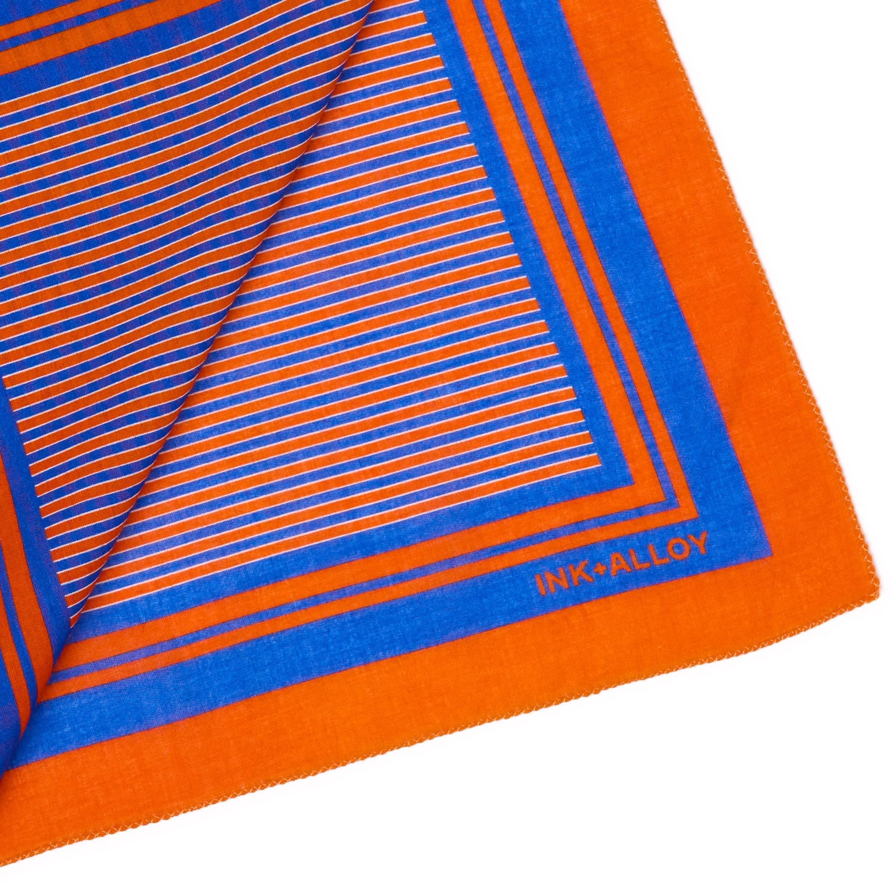 Game Day Alternating Stripe Scarf + Scrunchie Blue + Orange 21x21 Wholesale