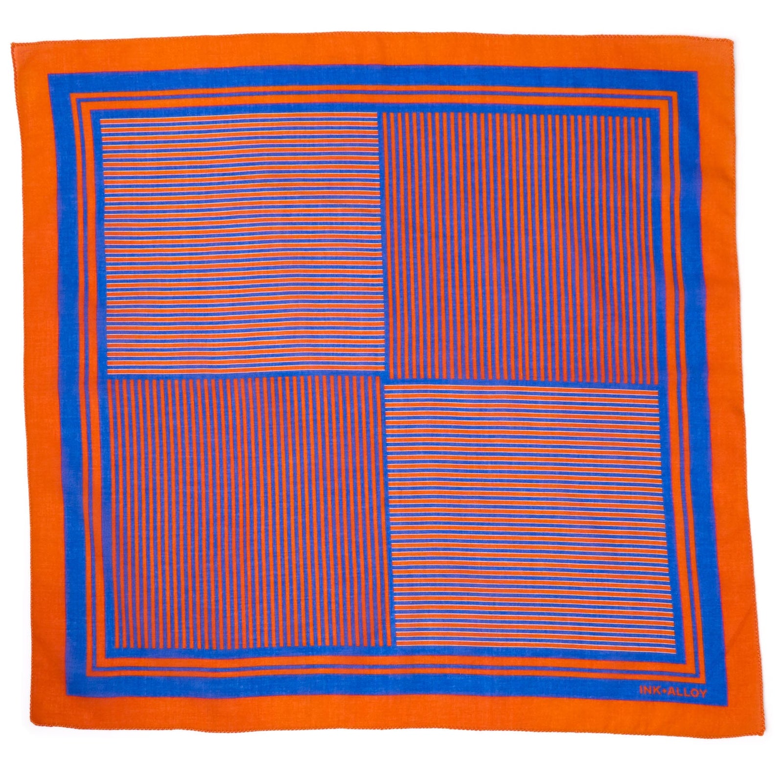 Game Day Alternating Stripe Scarf + Scrunchie Blue + Orange 21x21 Wholesale