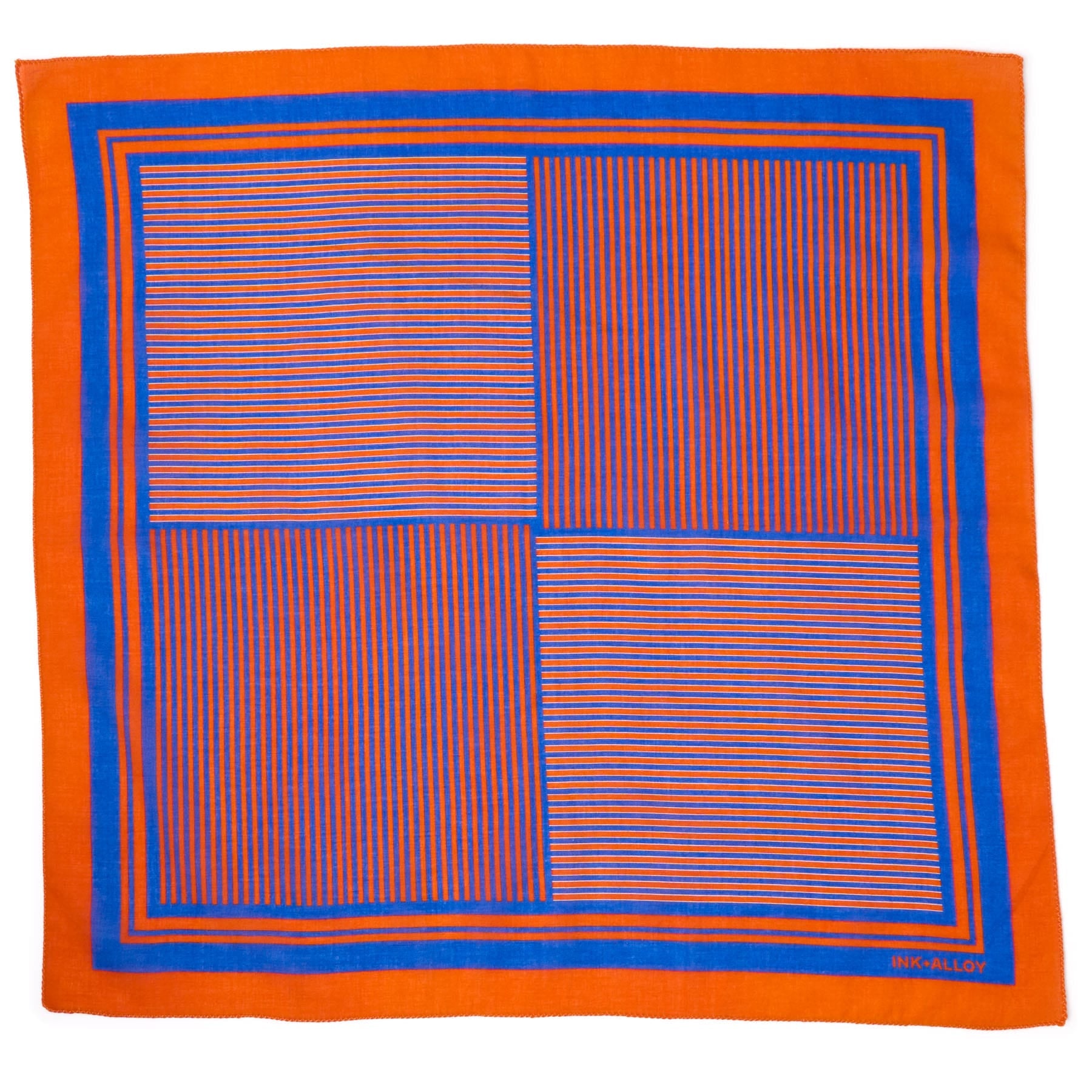 Game Day Alternating Stripe Scarf + Scrunchie Blue + Orange 21x21 Wholesale
