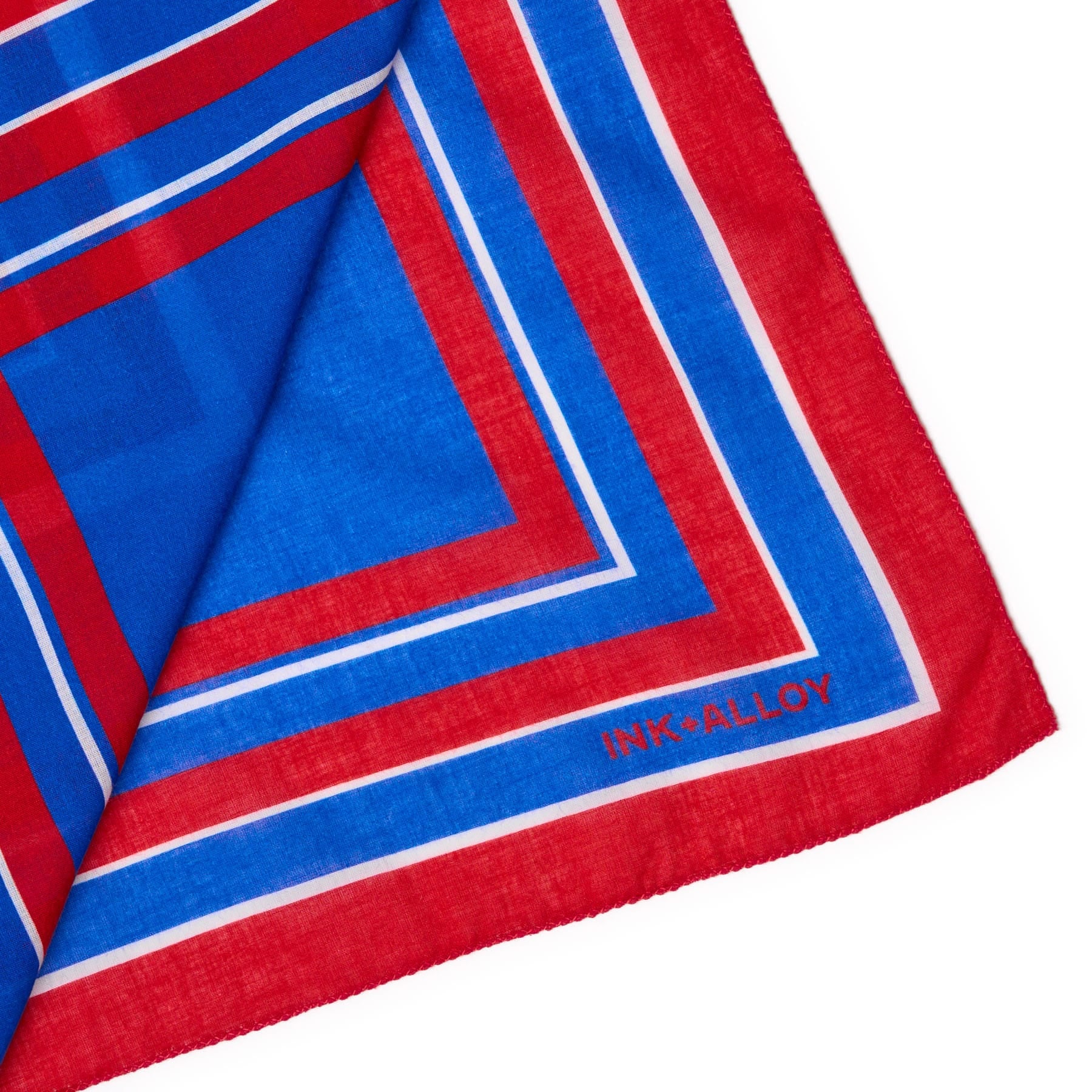 Game Day Radiating Square Scarf + Scrunchie Blue + Red 21x21 Wholesale
