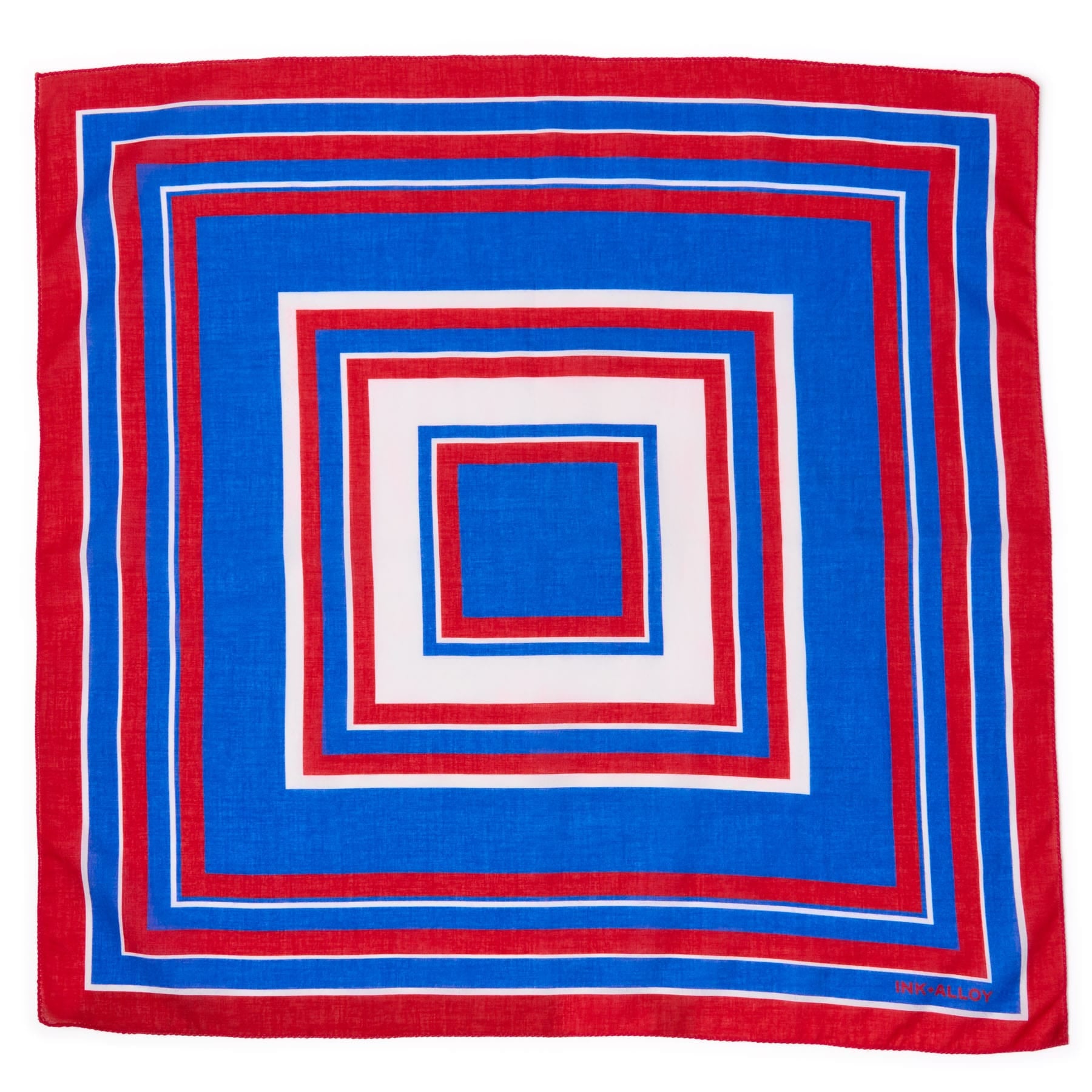 Game Day Radiating Square Scarf + Scrunchie Blue + Red 21x21 Wholesale