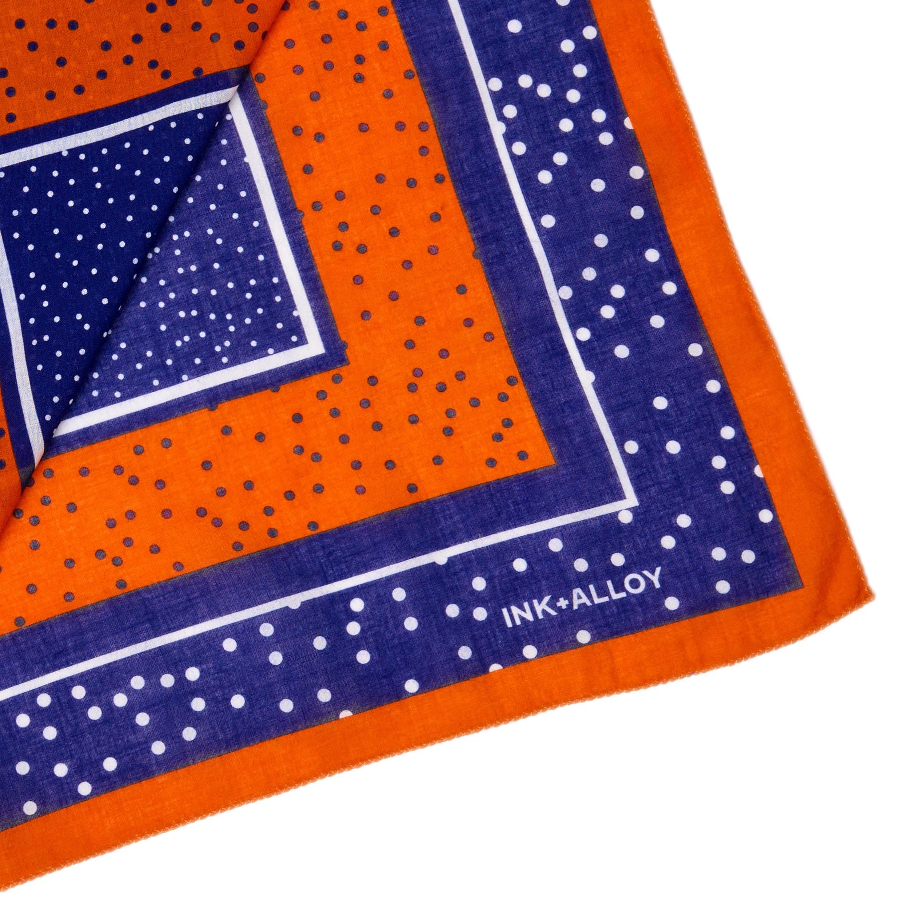 Game Day Polka Dot Scarf + Scrunchie Navy + Orange 21x21 Wholesale