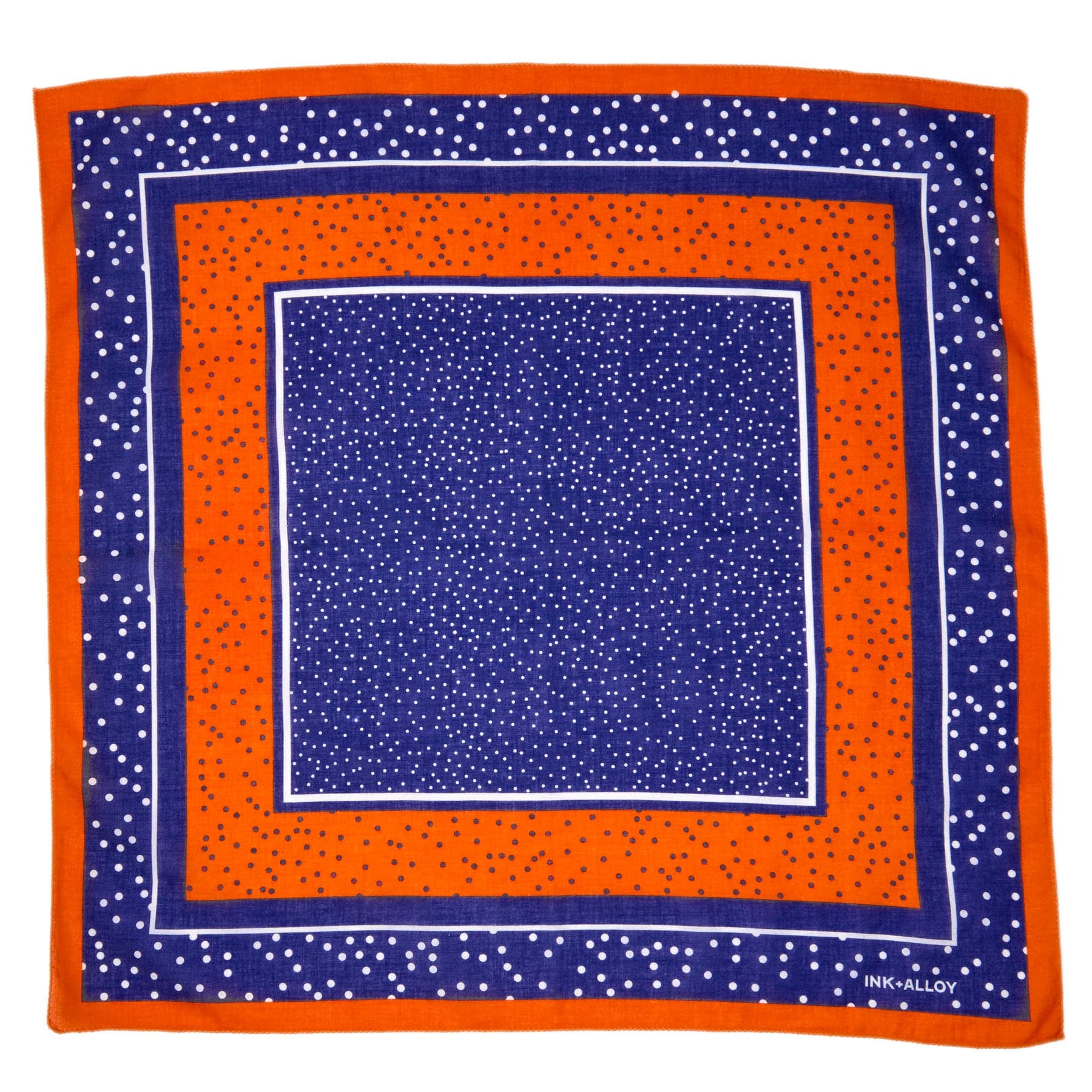 Game Day Polka Dot Scarf + Scrunchie Navy + Orange 21x21 Wholesale