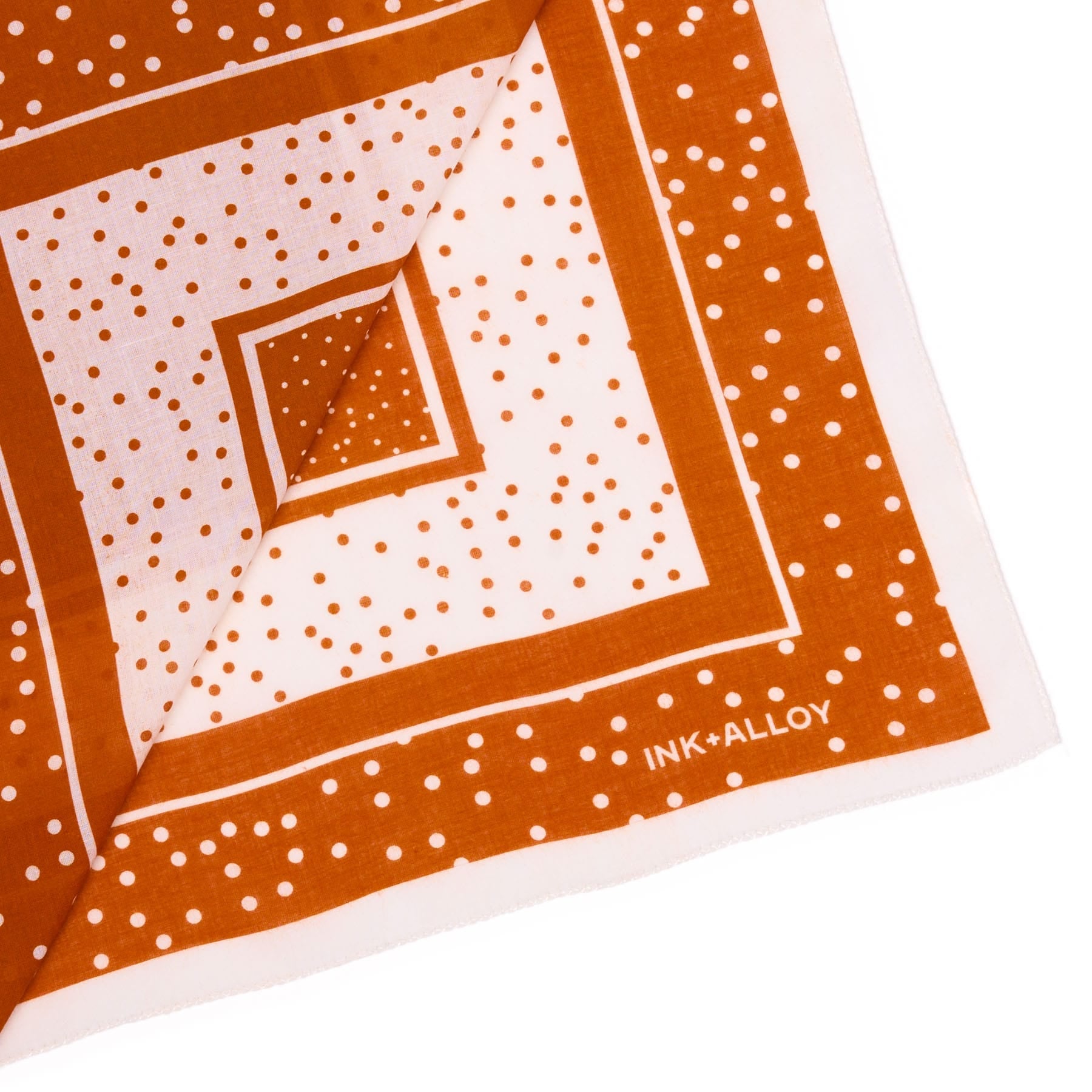 Game Day Polka Dot Scarf + Scrunchie Burnt Orange + White 21x21 Wholesale