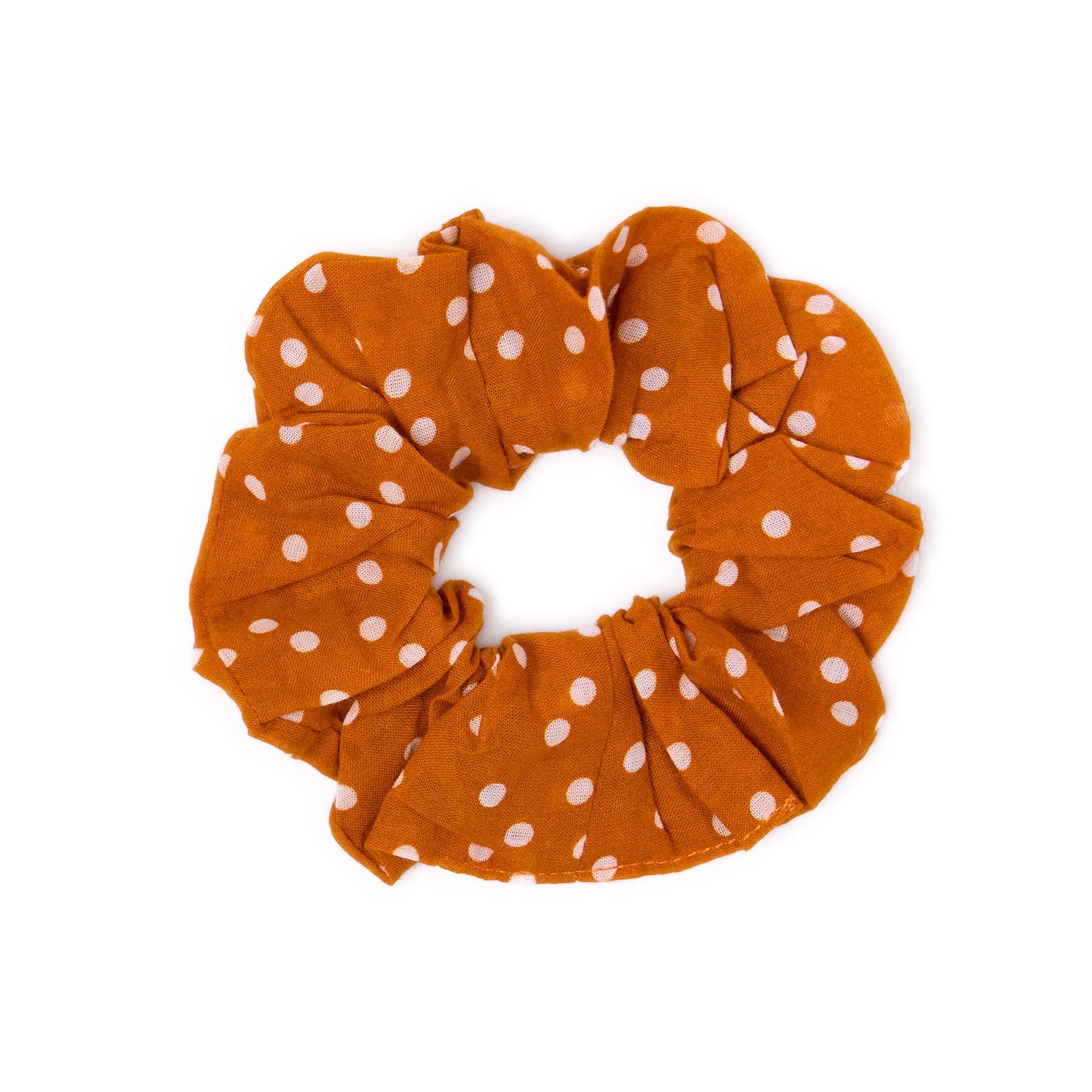 Game Day Polka Dot Scarf + Scrunchie Burnt Orange + White 21x21 Wholesale