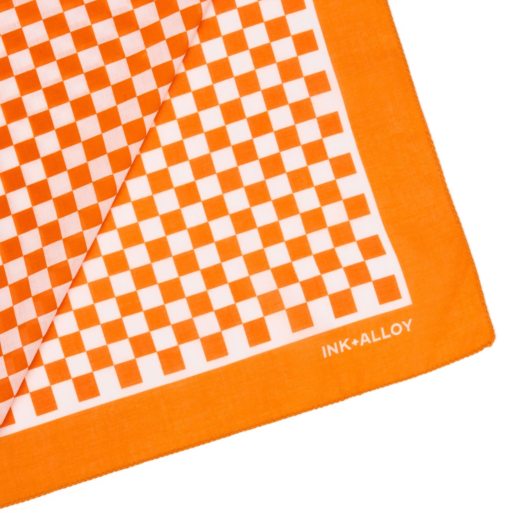 Game Day Check Scarf + Scrunchie Orange + White 21x21 Wholesale