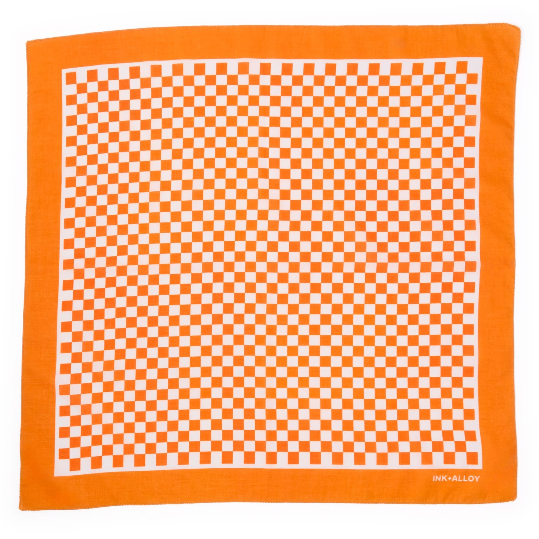 Game Day Check Scarf + Scrunchie Orange + White 21x21 Wholesale