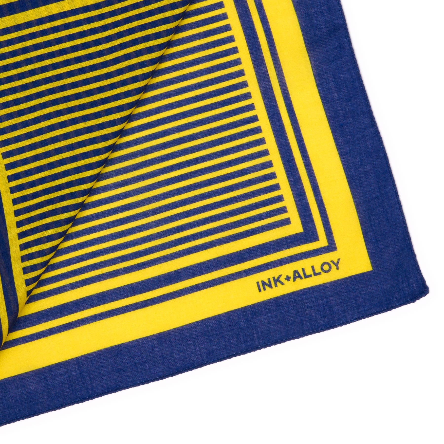 Game Day Alternating Stripe Scarf + Scrunchie Yellow + Navy 21x21 Wholesale