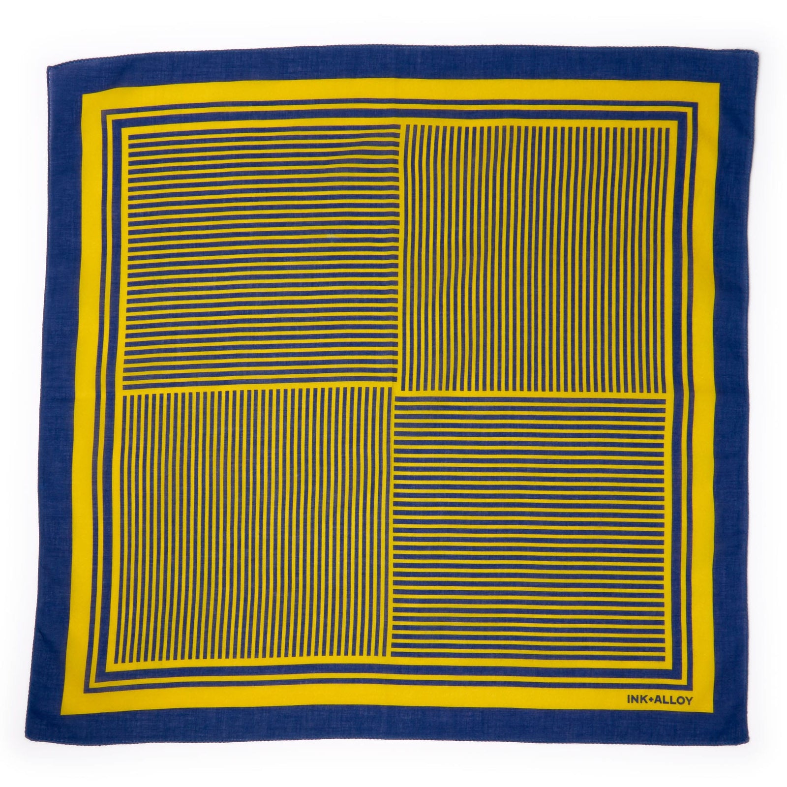 Game Day Alternating Stripe Scarf + Scrunchie Yellow + Navy 21x21 Wholesale