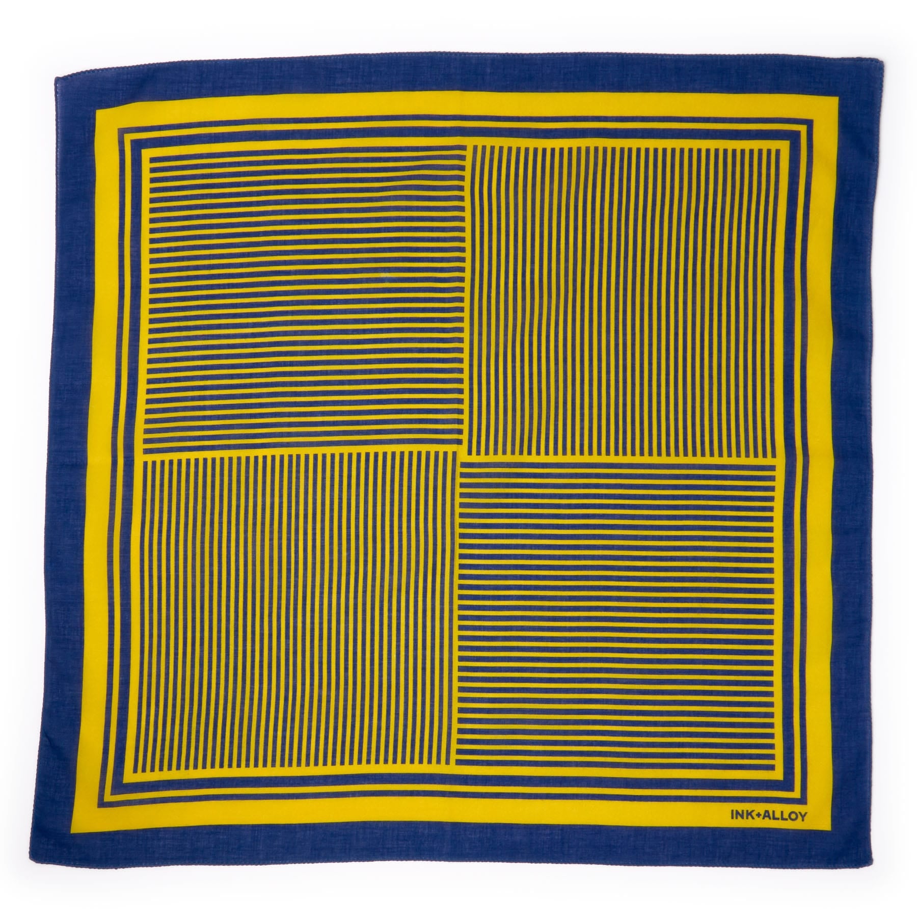 Game Day Alternating Stripe Scarf + Scrunchie Yellow + Navy 21x21 Wholesale
