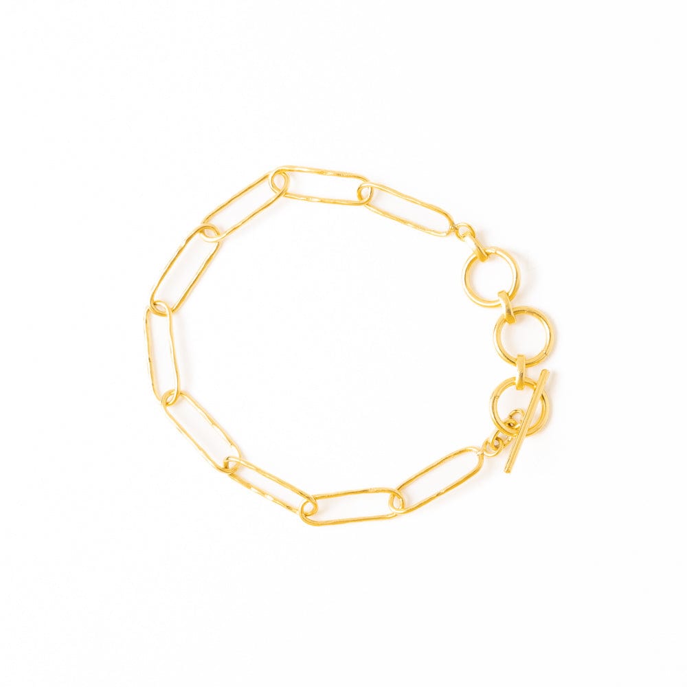 Joanne Brass Paperclip Chain Bracelet with Toggle Closure 18K