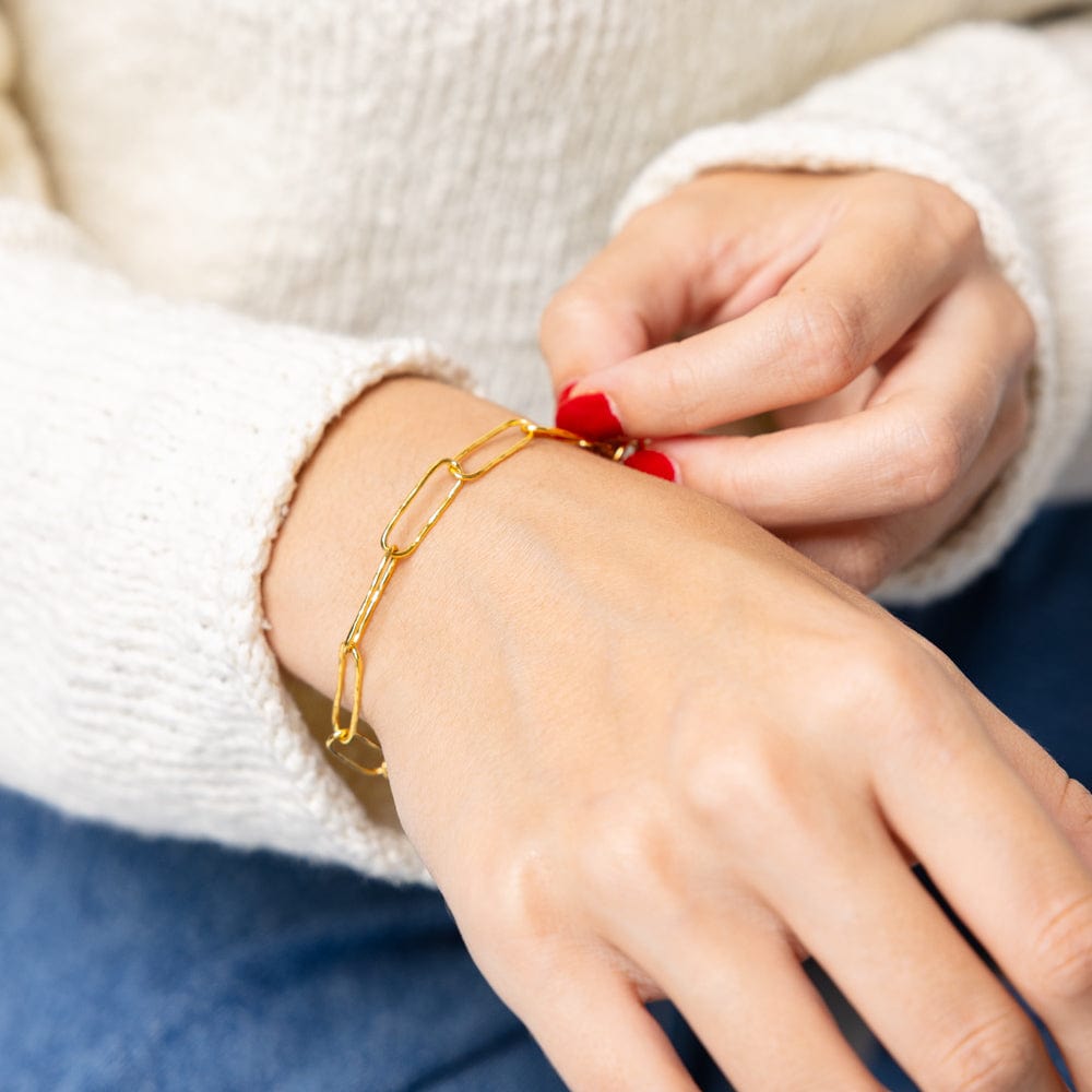 Joanne Brass Paperclip Chain Bracelet with Toggle Closure 18K