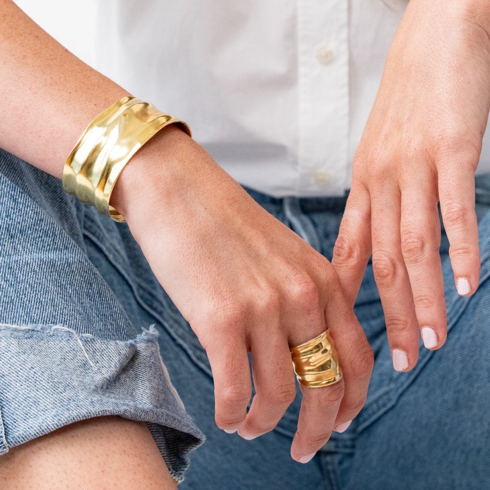 Paloma Large Wavy Cuff Bracelet Brass Wholesale