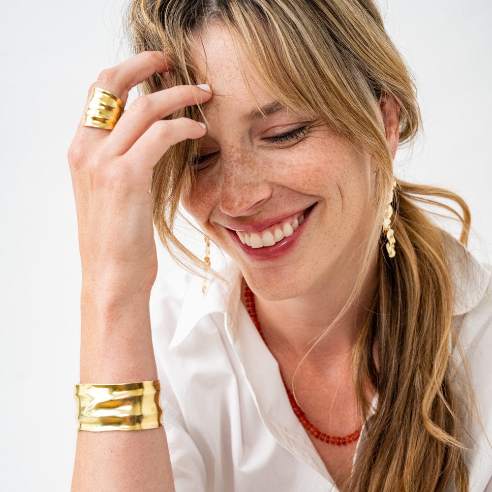 Paloma Large Wavy Cuff Bracelet Brass Wholesale