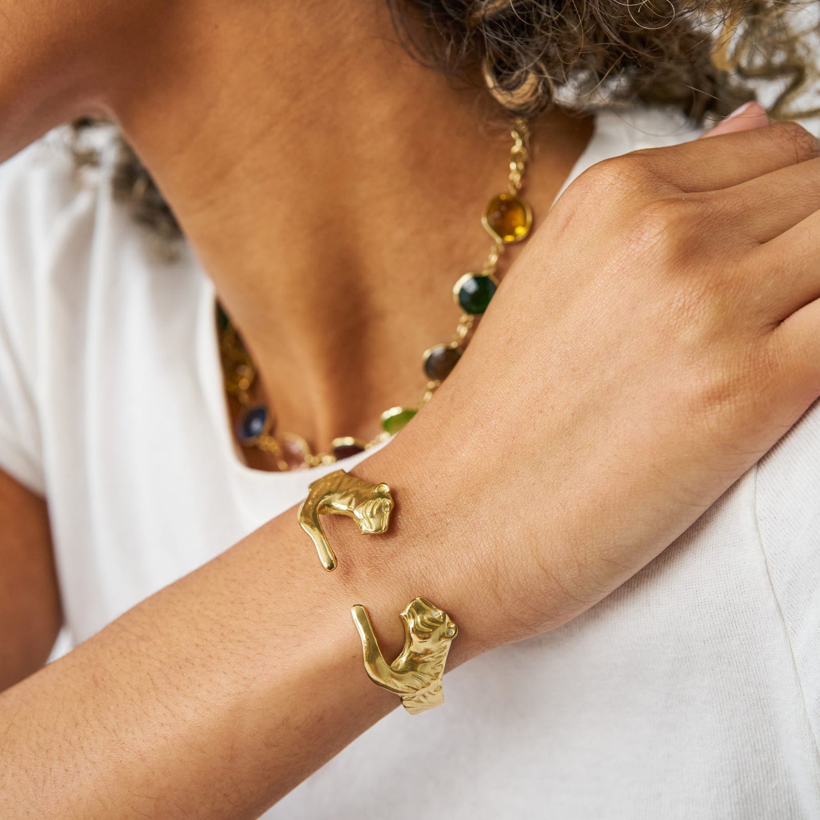 Bianca Tiger Cuff Bangle Brass