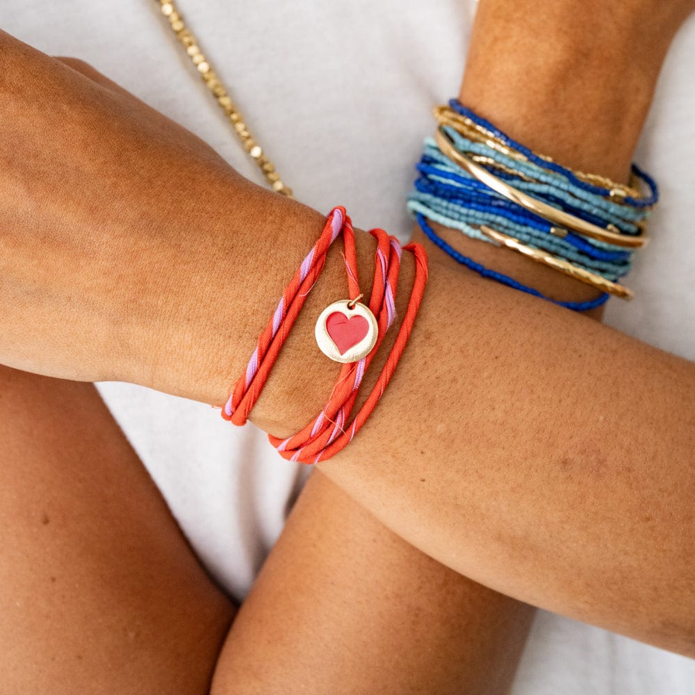 Fiona Twisted Wrap Bracelet With Heart Charm Lavender Poppy