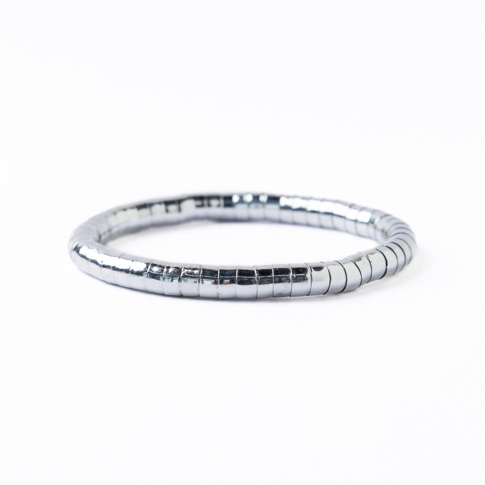 Lucille Round Bead Stretch Bracelet Silver Wholesale