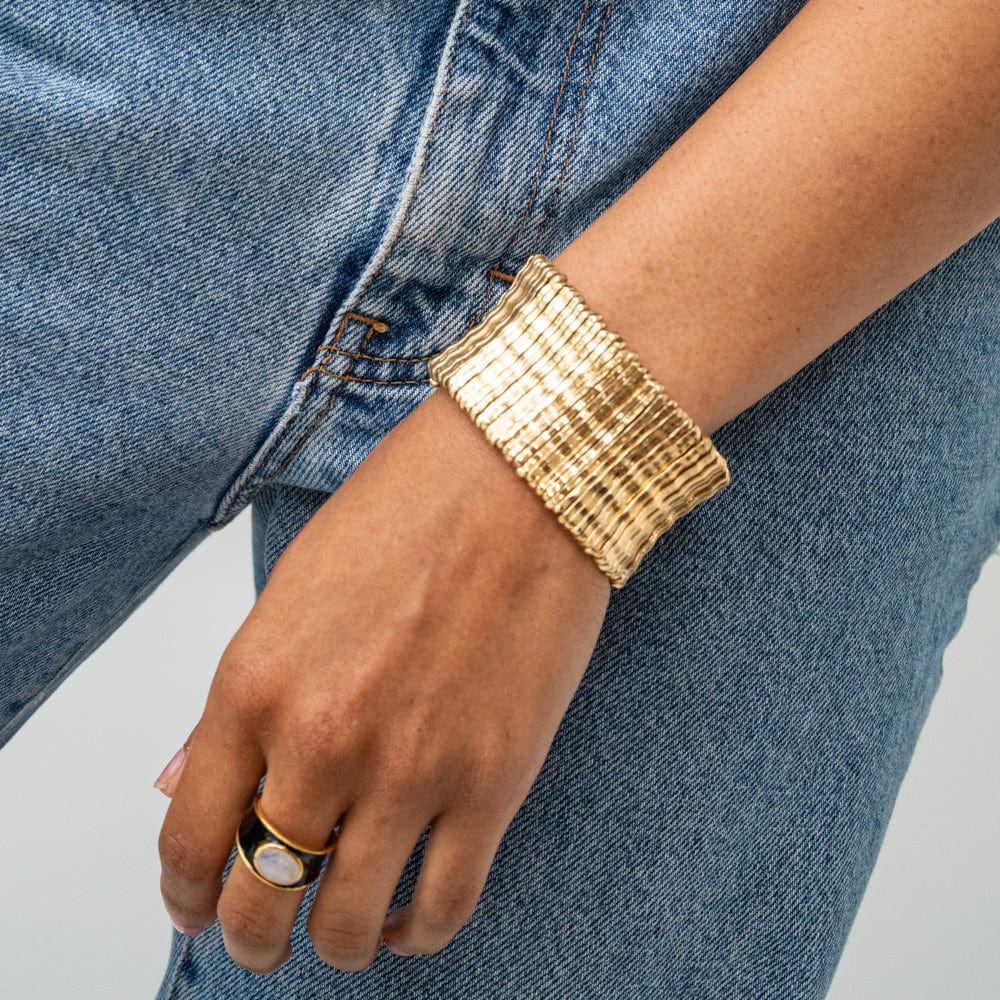 Winnie Wide Stretch Bracelet Brass Wholesale