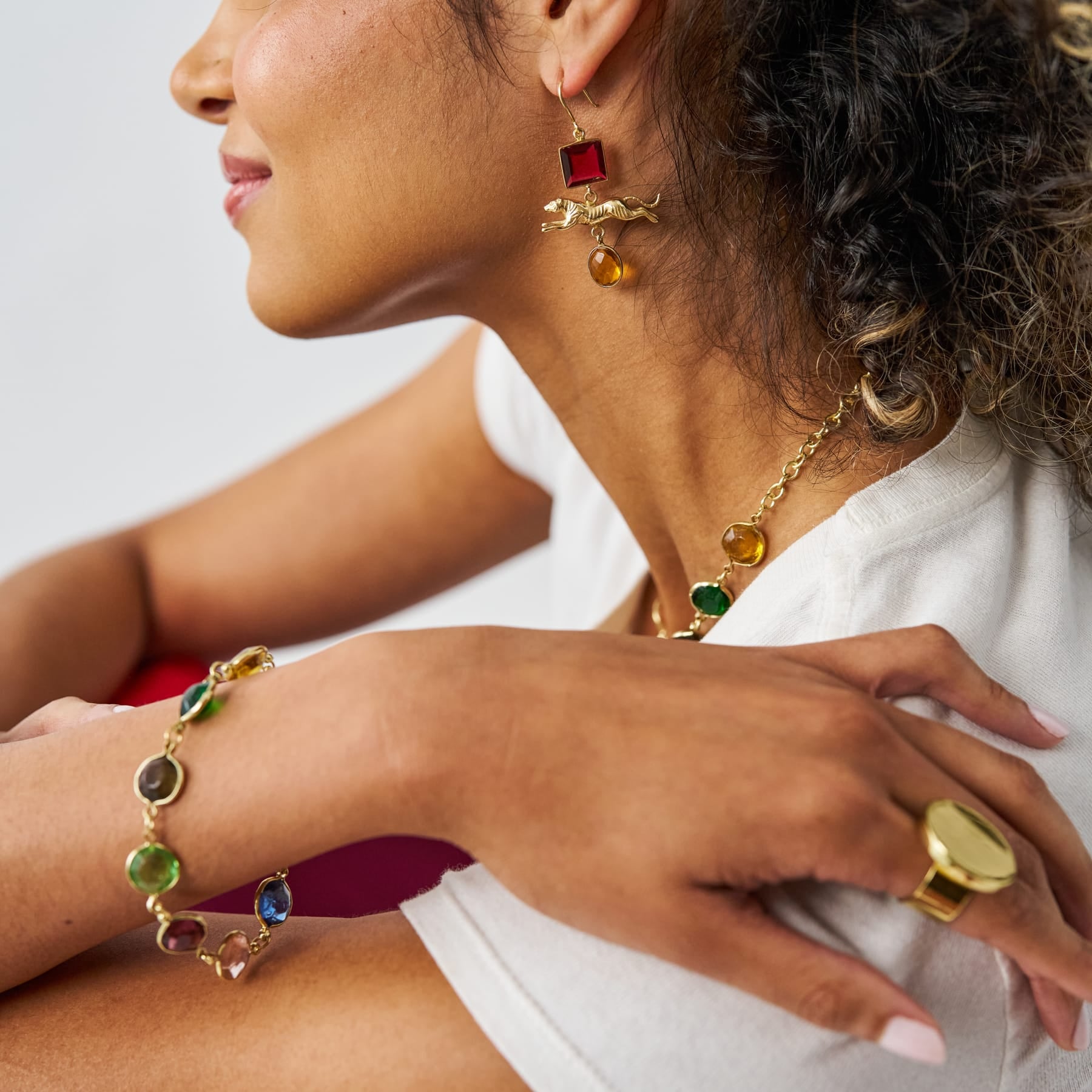 Jocelyn Color Glass Bracelet With Extension Multicolor