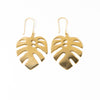 Flora Monstera Leaf Dangle Earrings Brass Wholesale