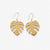 Flora Monstera Leaf Dangle Earrings Brass Wholesale