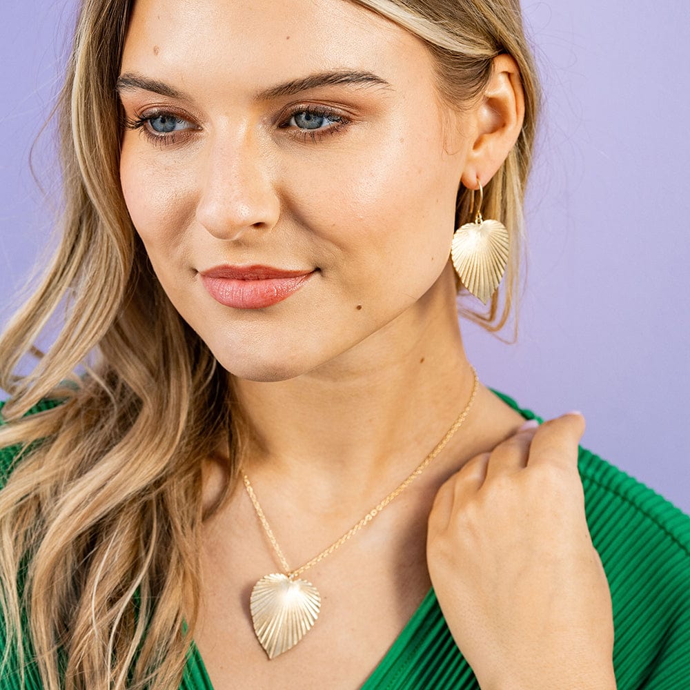 Fernanda Palmetto Dangle Earrings Brass Wholesale
