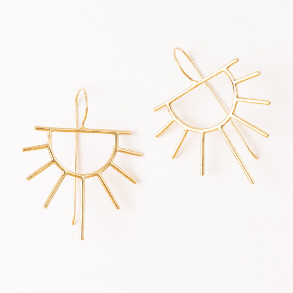 Gretchen Half Sun Threader Earrings Brass Wholesale