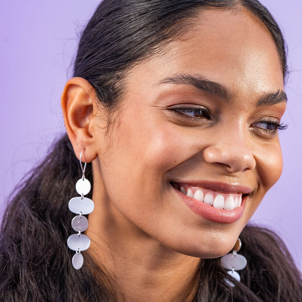 Gretchen Oval Circle Earrings Silver Wholesale