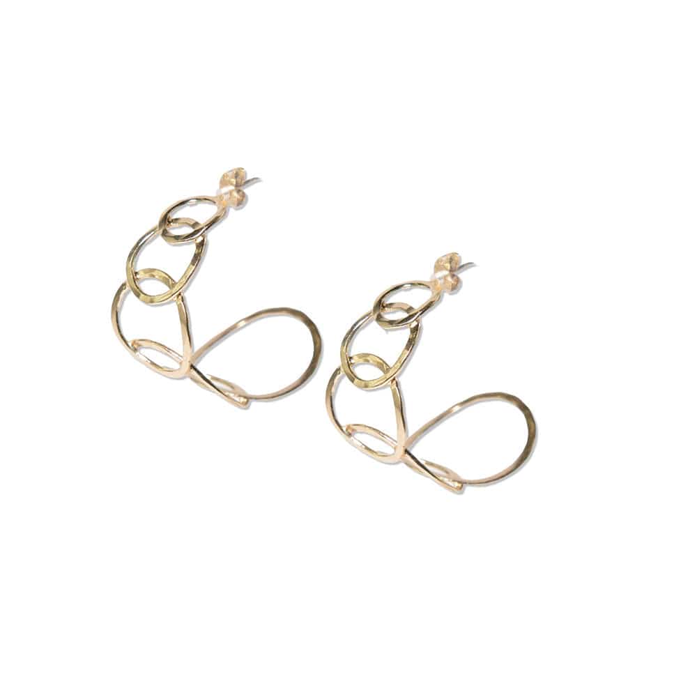 Lindsey Overlapping Chain Link Hoop Earrings Brass Wholesale