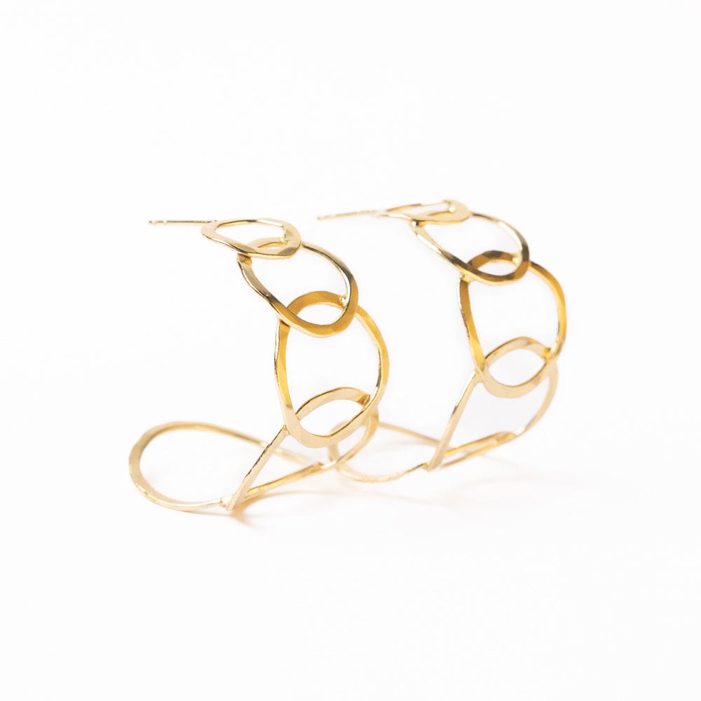 Lindsey Overlapping Chain Link Hoop Earrings Brass Wholesale