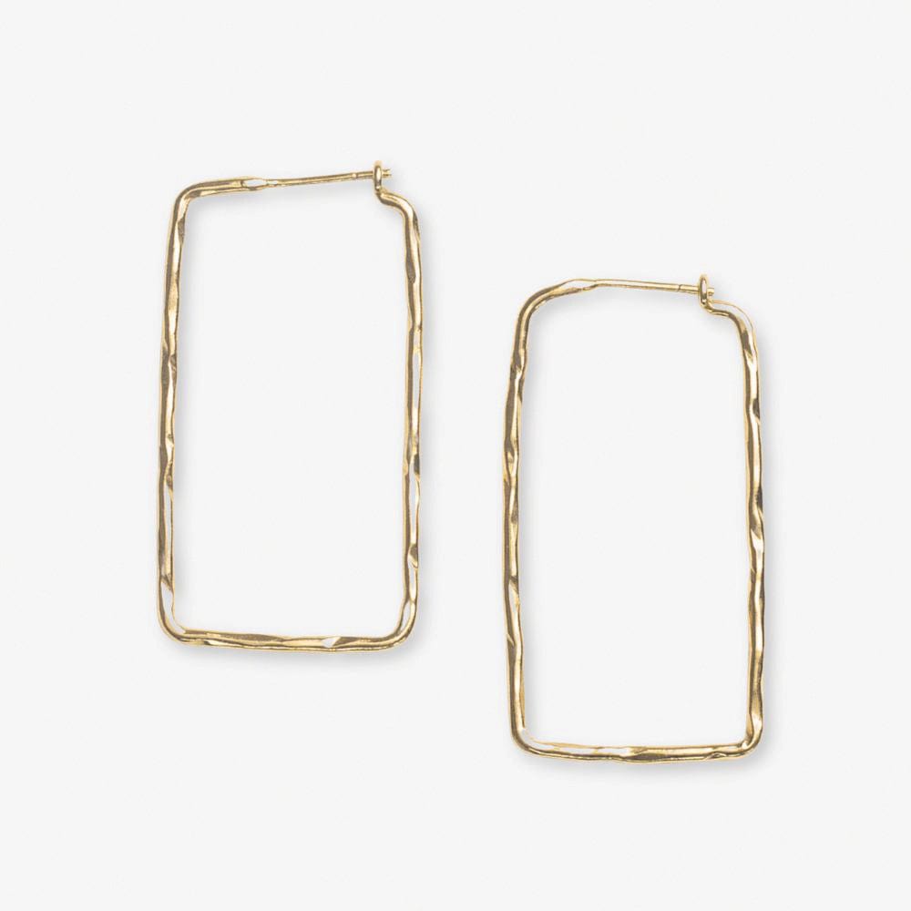 Athena Rectangle Bar Thin Hoop Earrings Brass Wholesale