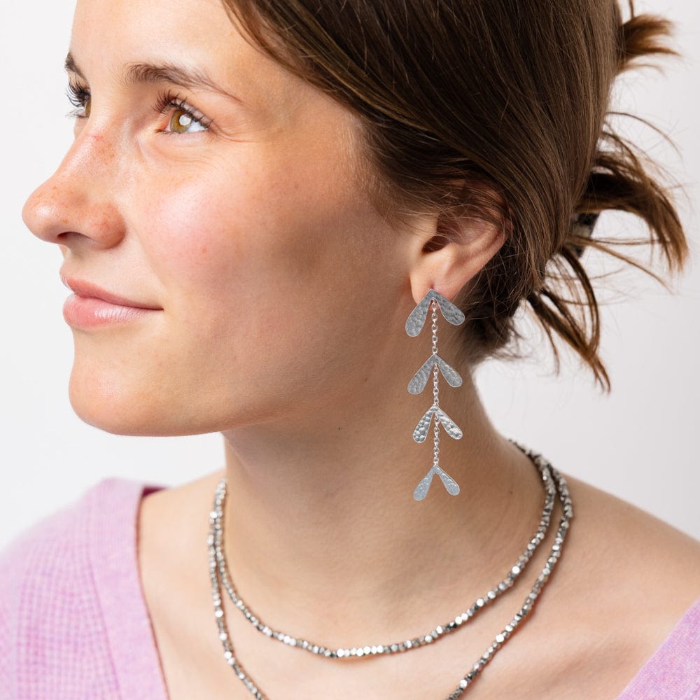 Autumn Falling Leaves Dangle Earrings Silver Wholesale
