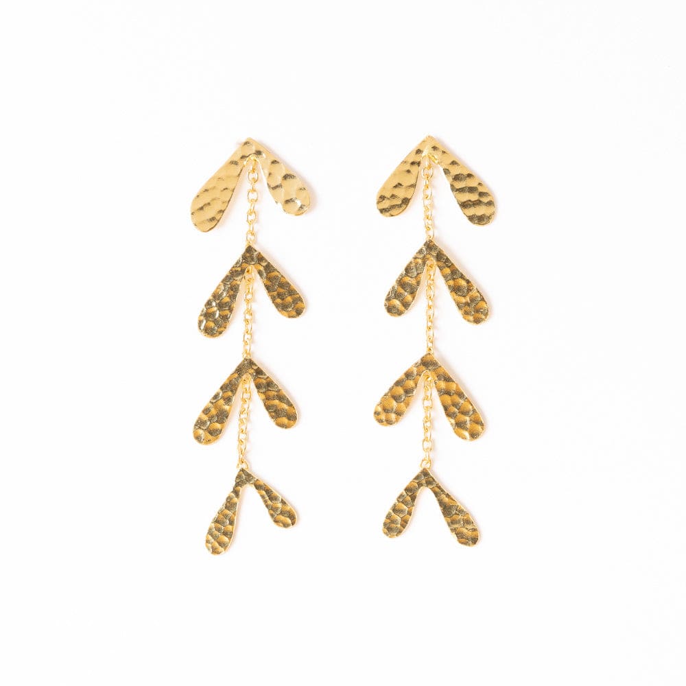 Autumn Falling Leaves Dangle Earrings Brass Wholesale