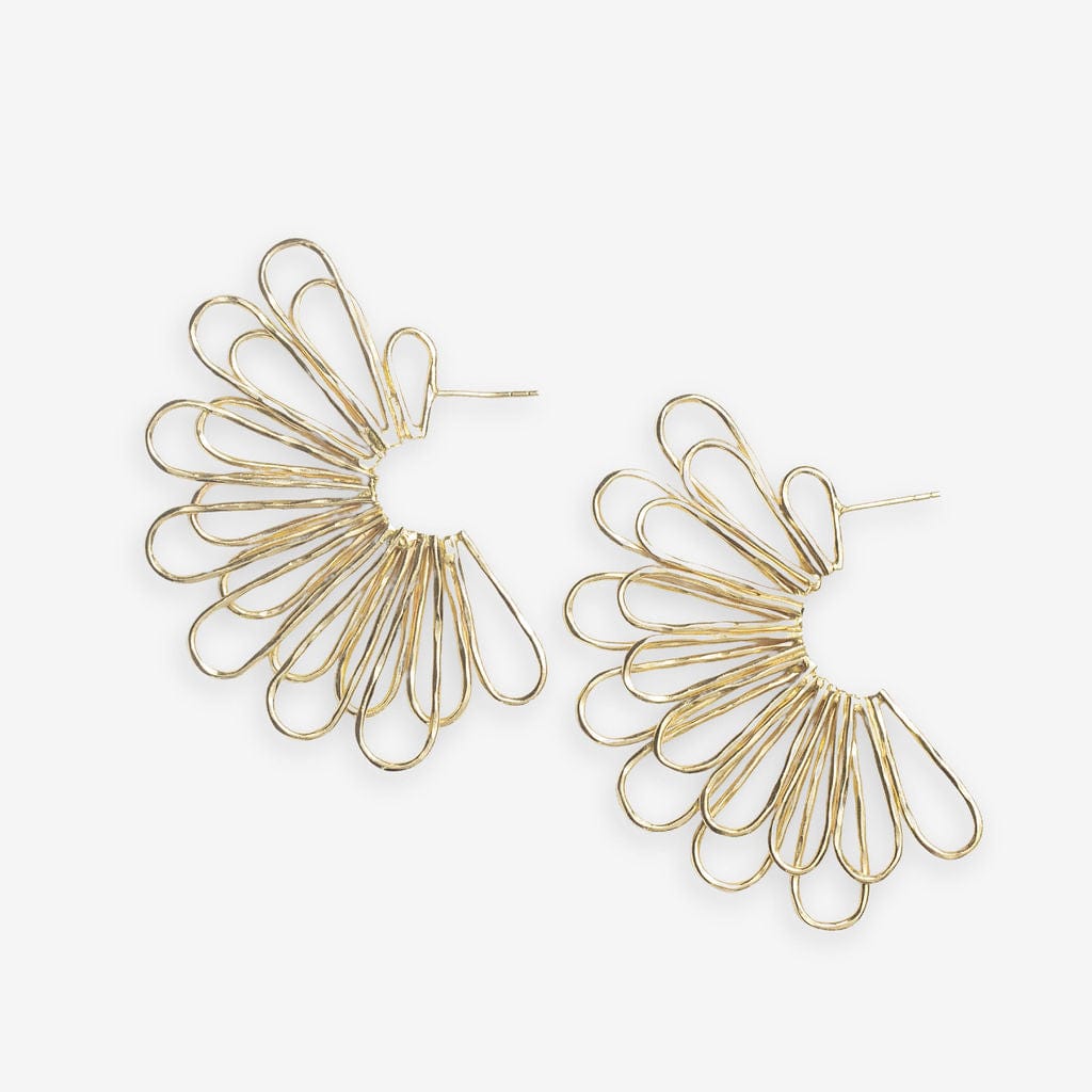 Florence Fanned Layered Loops Post Earrings Brass Wholesale
