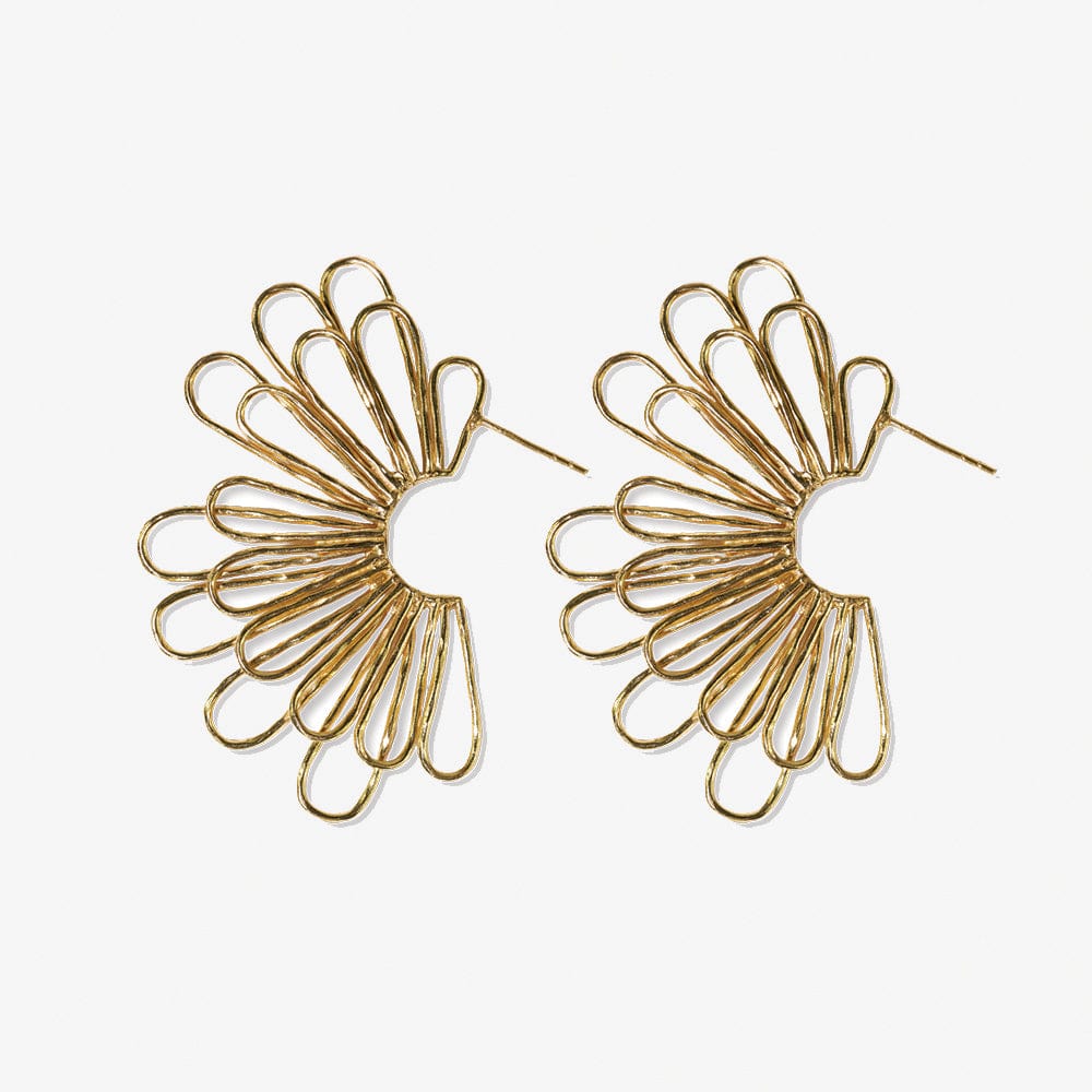 Florence Fanned Layered Loops Post Earrings Brass Wholesale