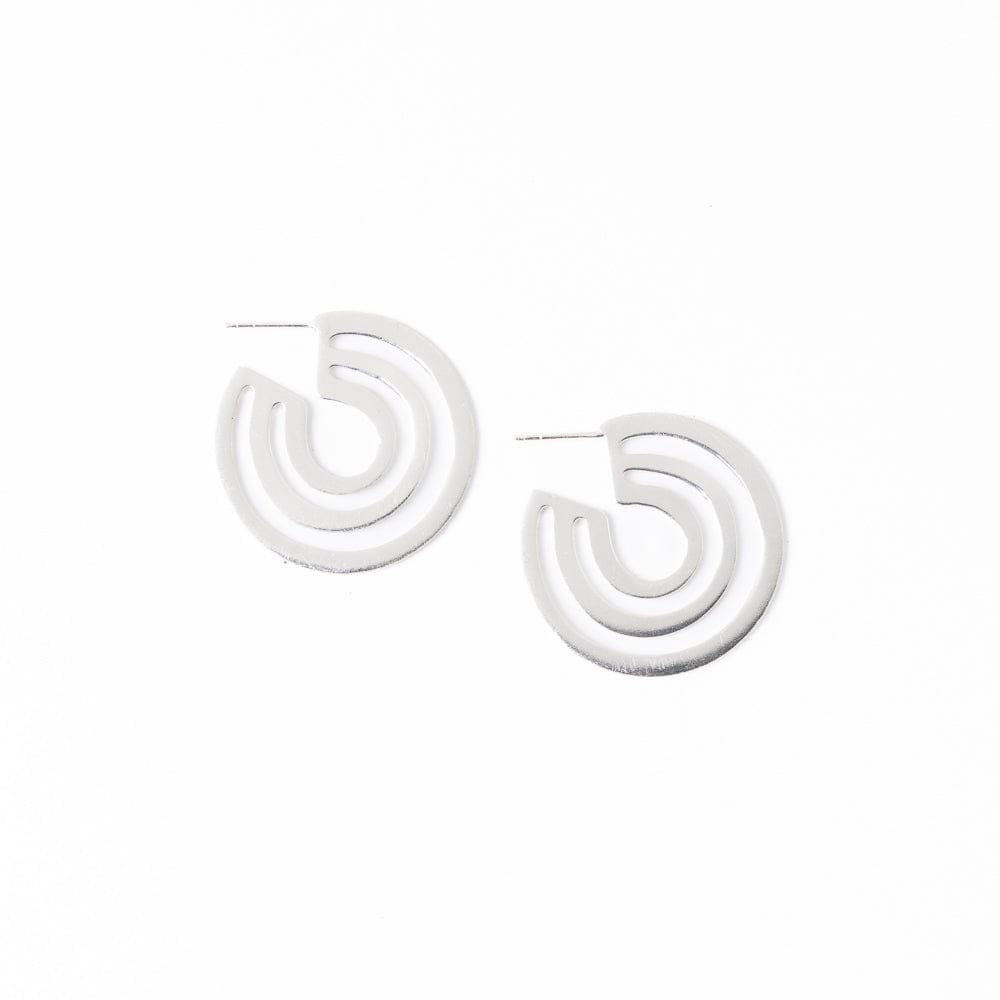 Martha Organic Three Circles Hoop Earrings Silver Wholesale