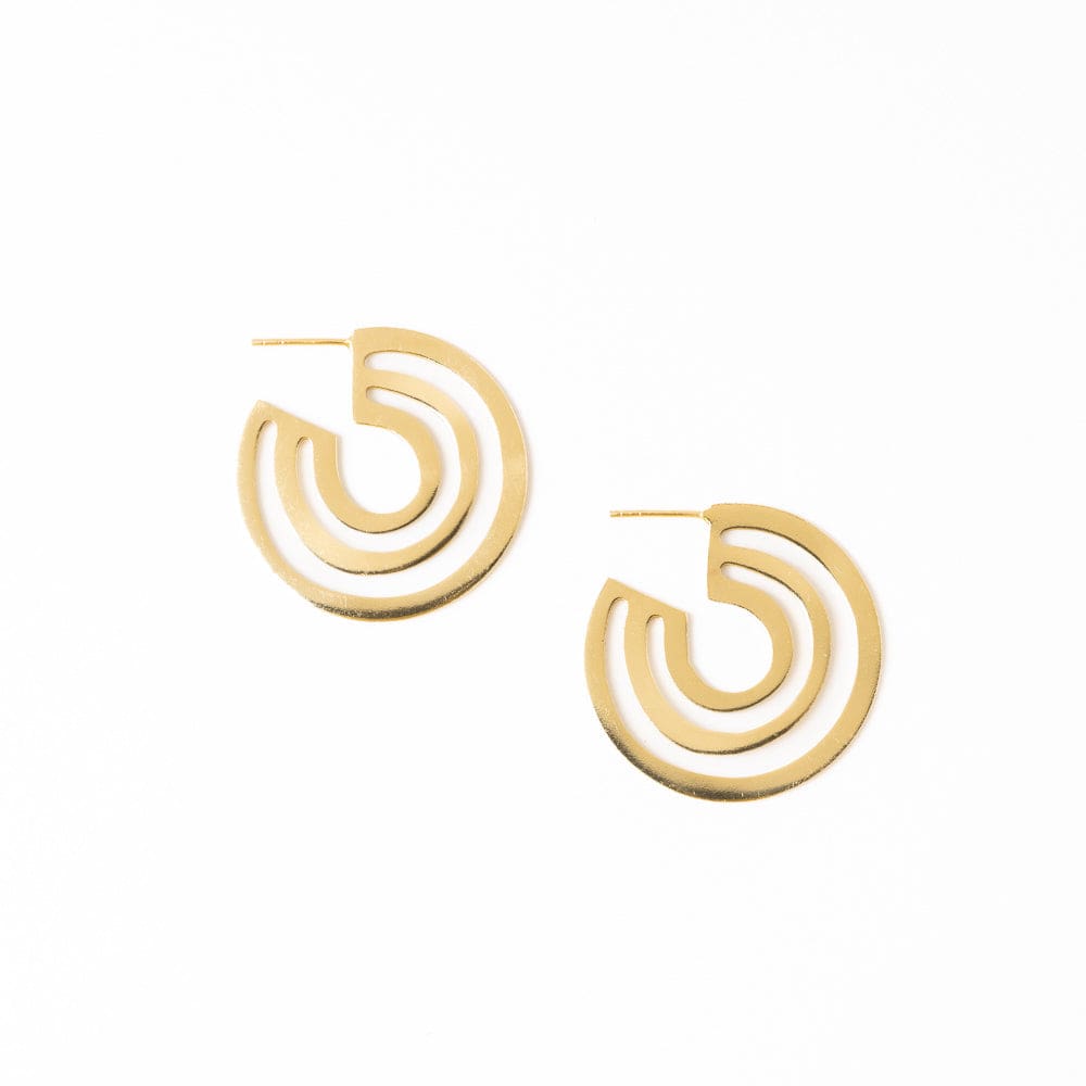 Martha Organic Three Circles Hoop Earrings Brass Wholesale