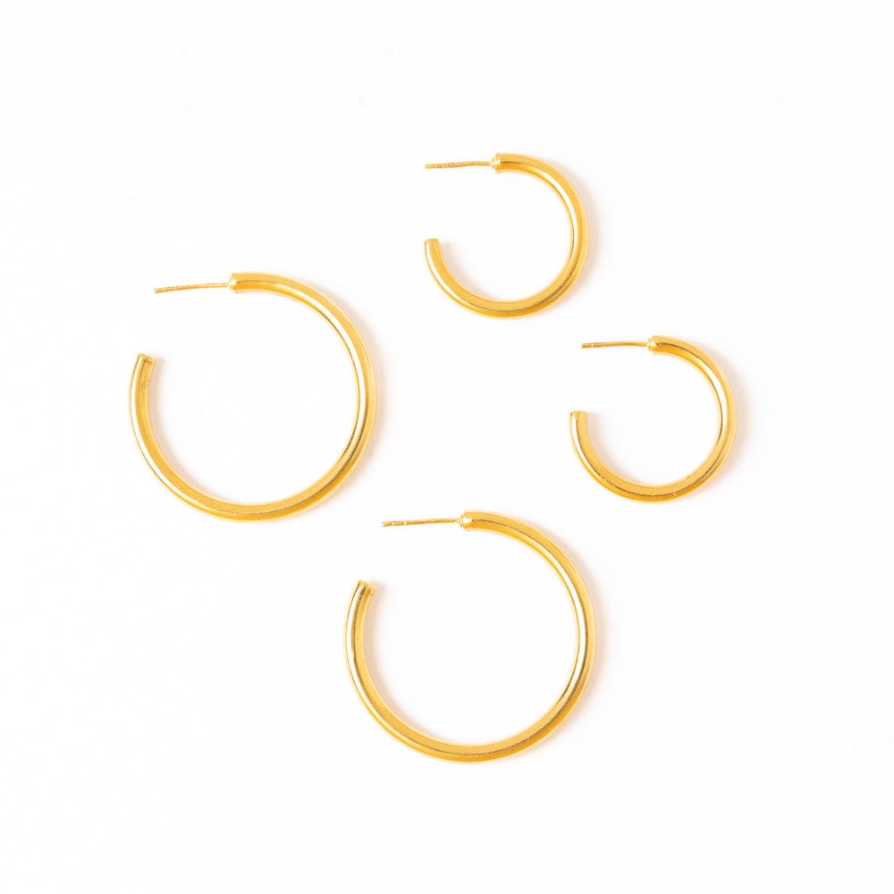 Gemma Everyday Small Chunky Hoop Earrings Brass Wholesale