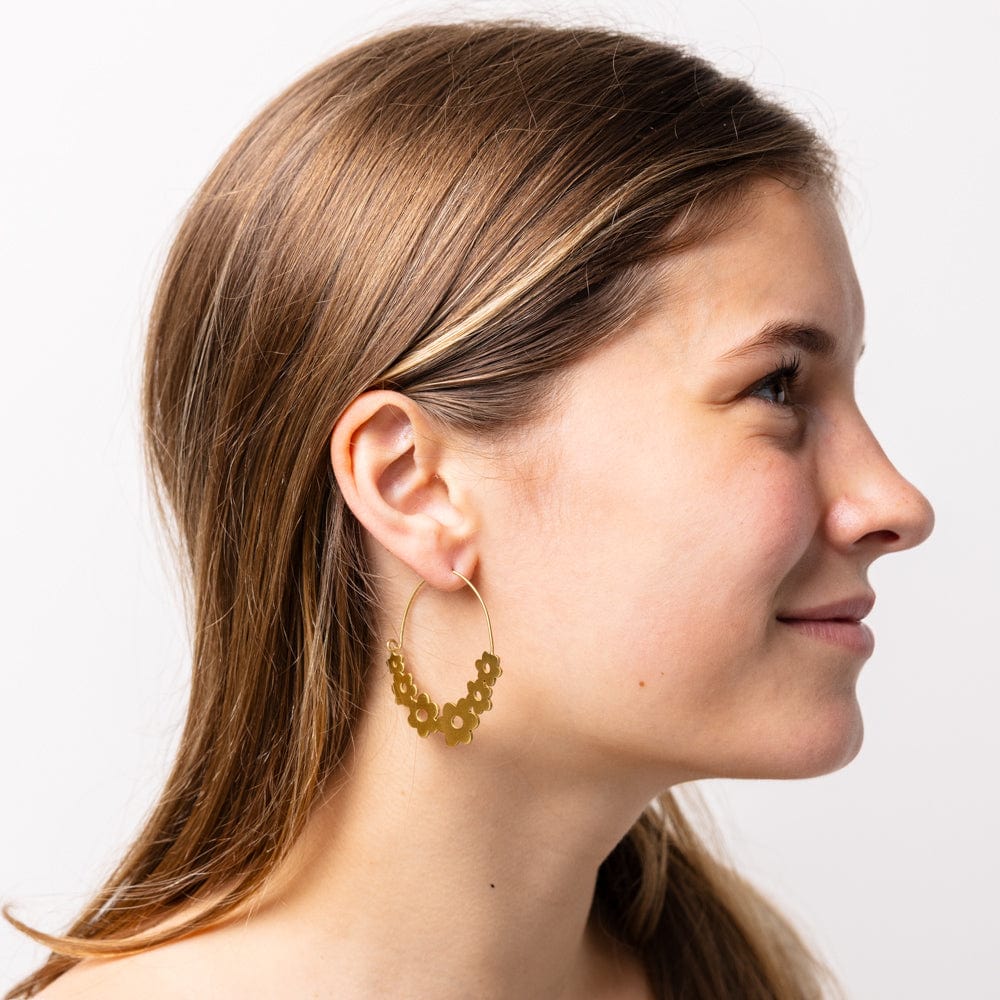Maeve Floral Wrapped Hoop Brass Wholesale