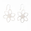 Twiggy Open Petals Flower Drop Earrings Silver