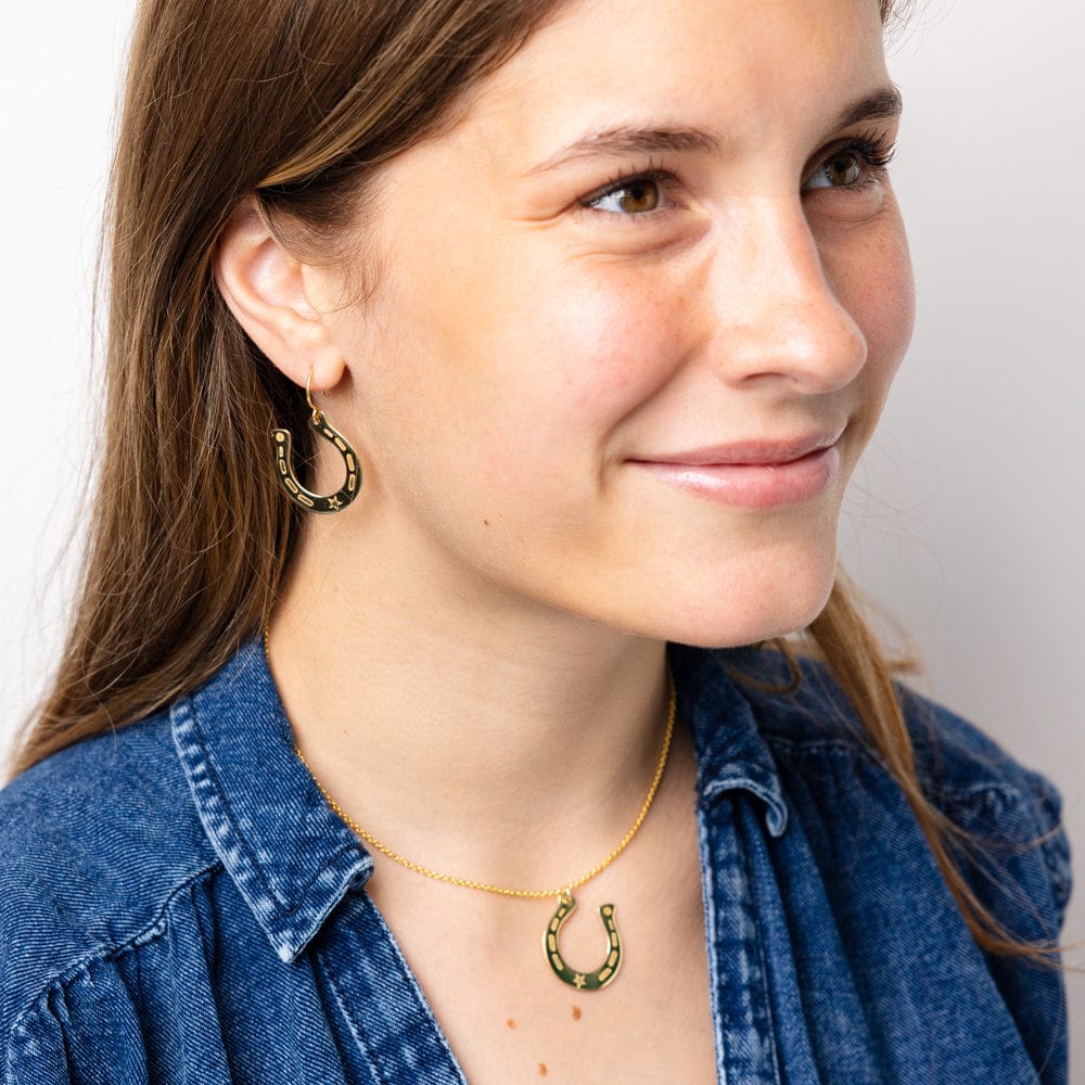 Madison Large Horseshoe Pendant Necklace Brass Wholesale