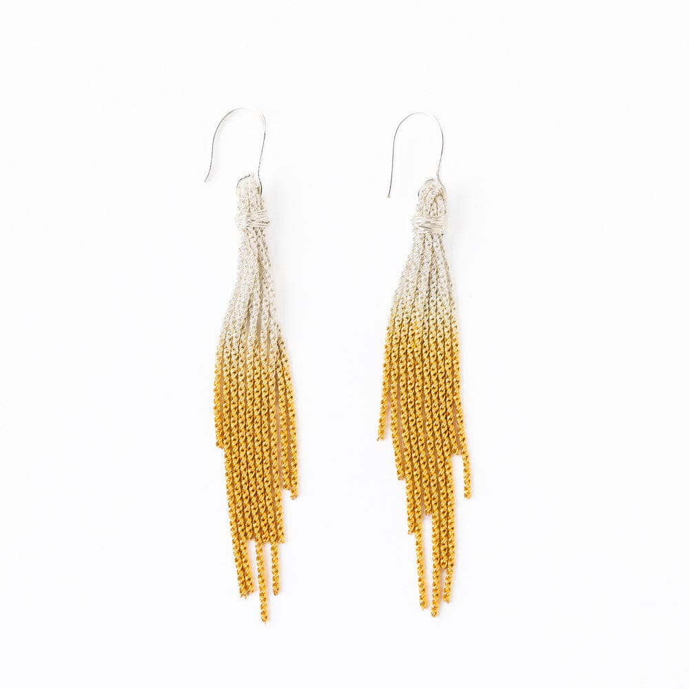 Ivy Mixed Metal Tassel Earrings Silver + Gold Wholesale