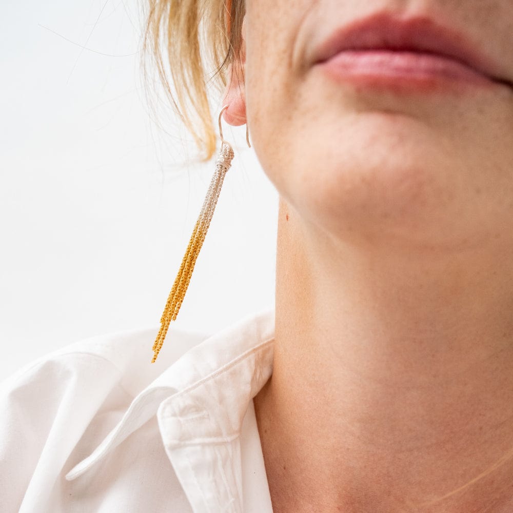 Ivy Mixed Metal Tassel Earrings Silver + Gold Wholesale