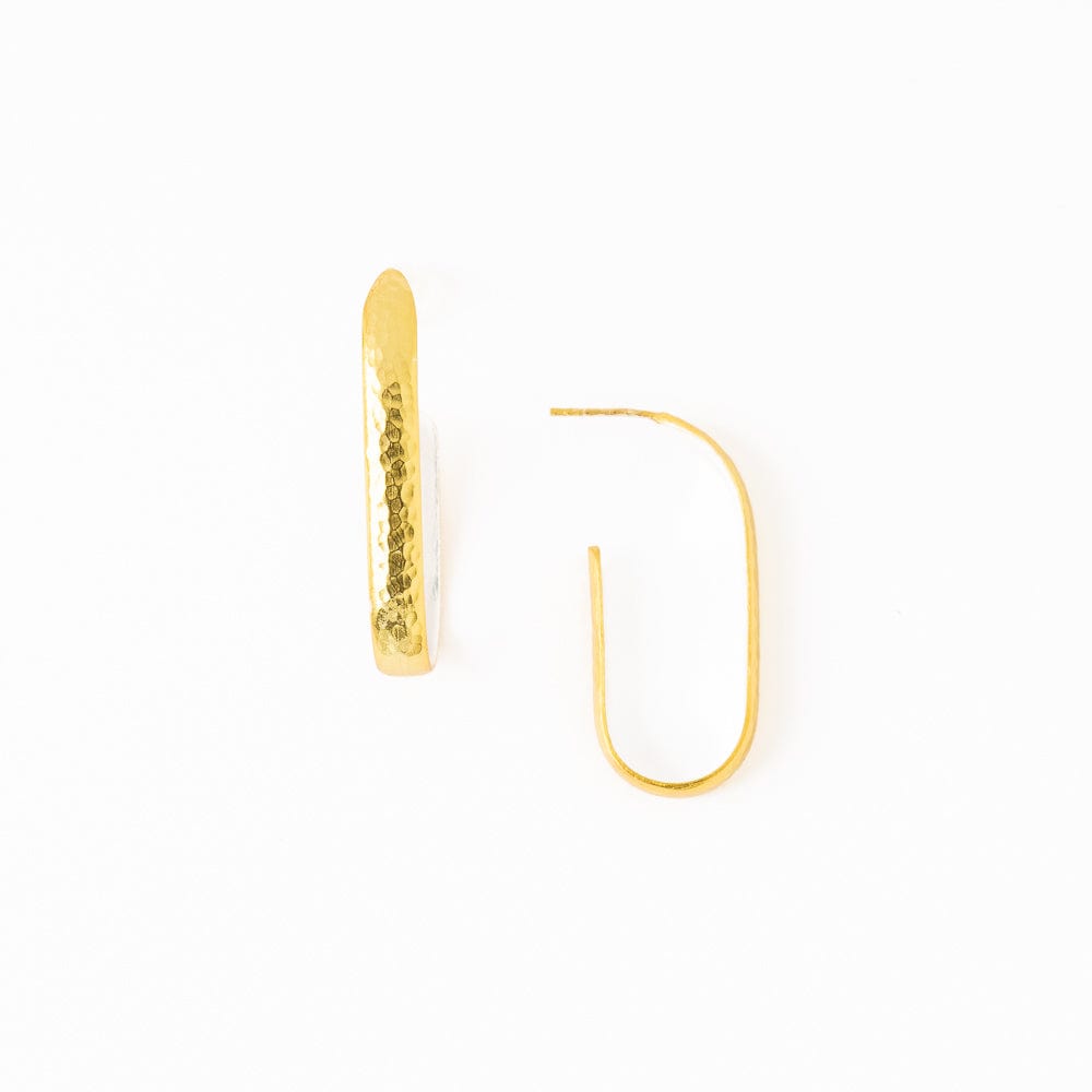 Hallie Hammered Hoop Earrings Brass With Silver Lining Wholesale