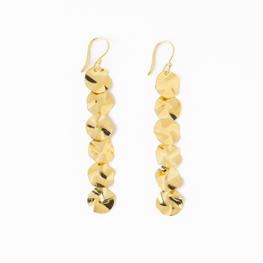 Mya Wavy Disc Drop Earrings Brass Wholesale