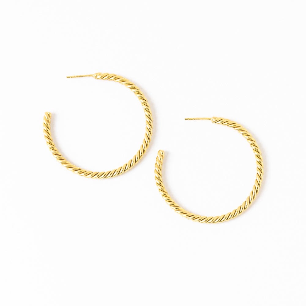 Michele Twisted Rope Hoop Earrings Brass Wholesale
