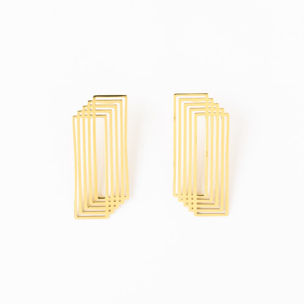 Heather Layered Rectangle Earrings Brass Wholesale