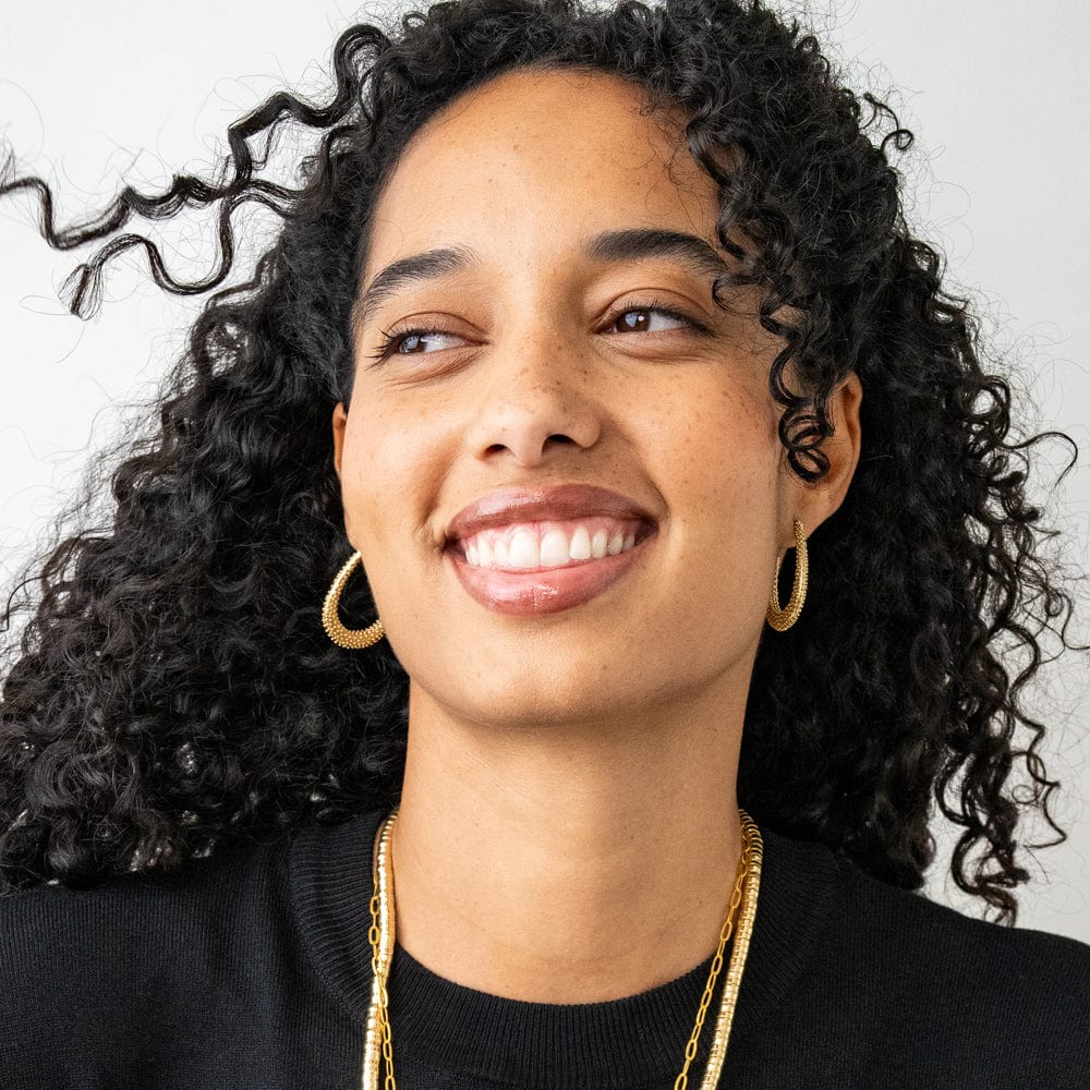 Hillary Textured Hoop Earrings Brass Wholesale