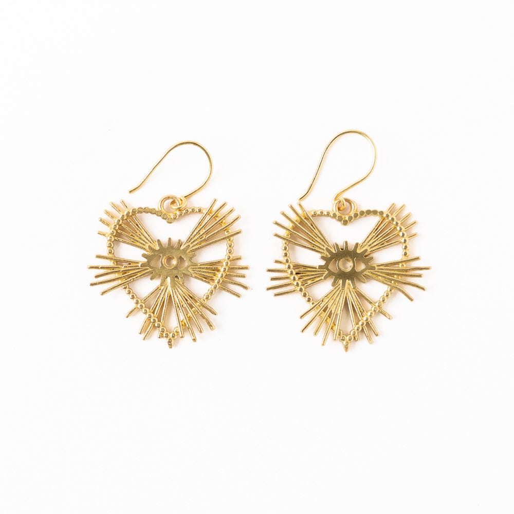 Valerie Heart Burst Drop Earrings Brass Wholesale