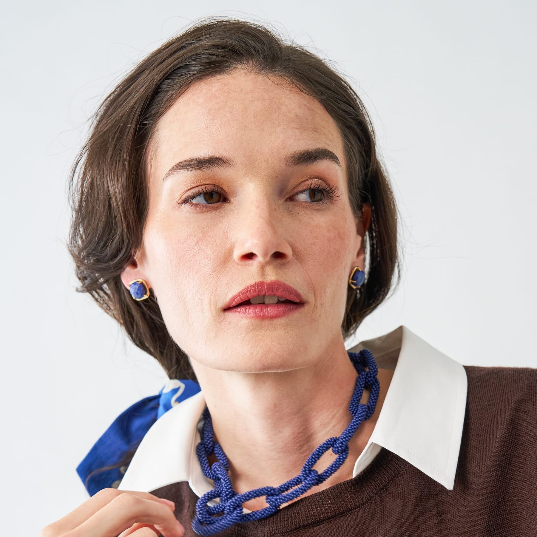 Celeste Single Stone Post Earrings Lapis